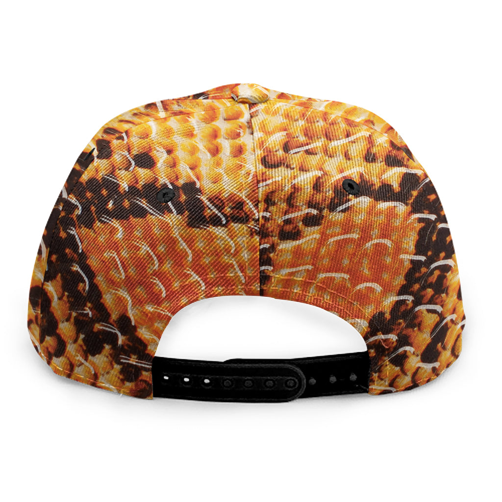 Orange Snakeskin Print Snapback Cap
