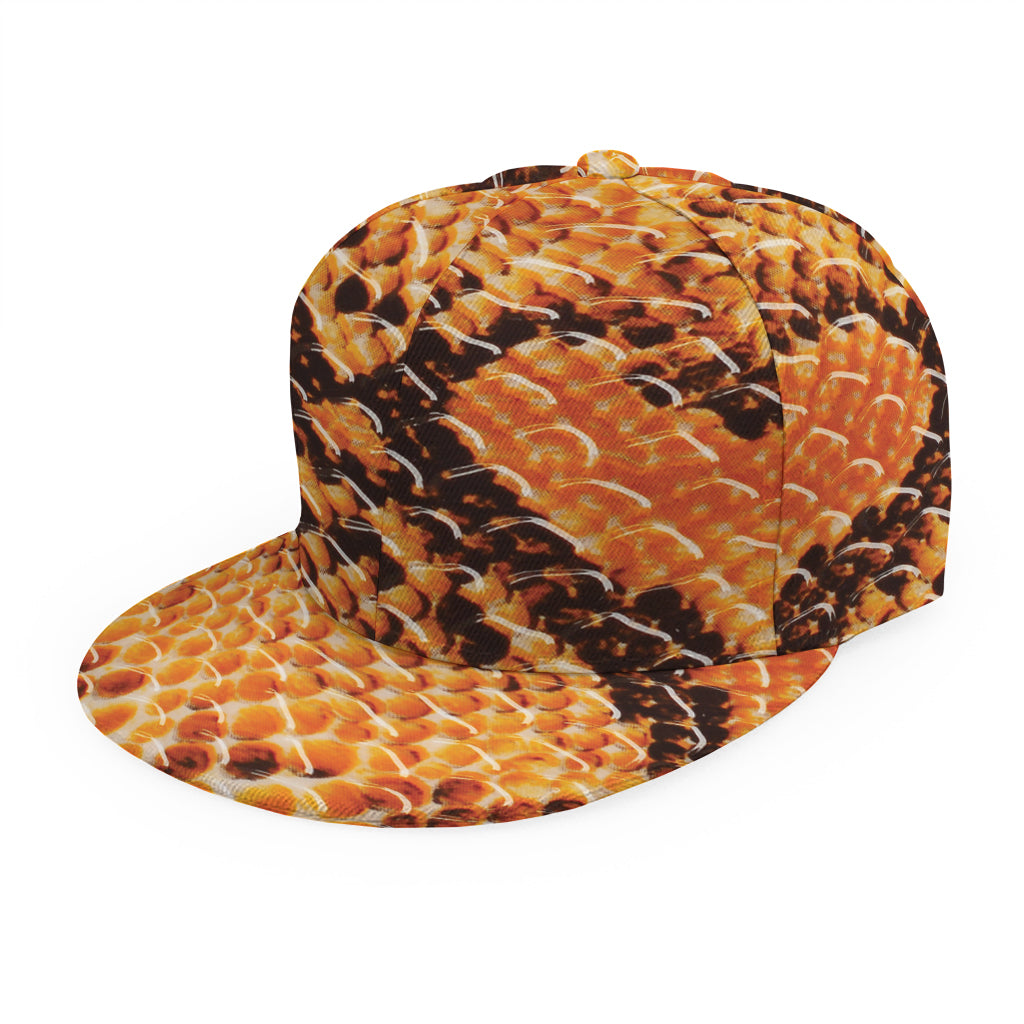 Orange Snakeskin Print Snapback Cap