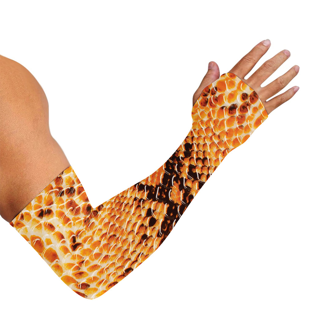 Orange Snakeskin Print Sun Protection Arm Sleeves