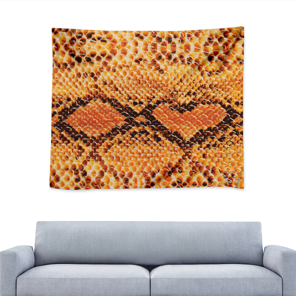 Orange Snakeskin Print Tapestry