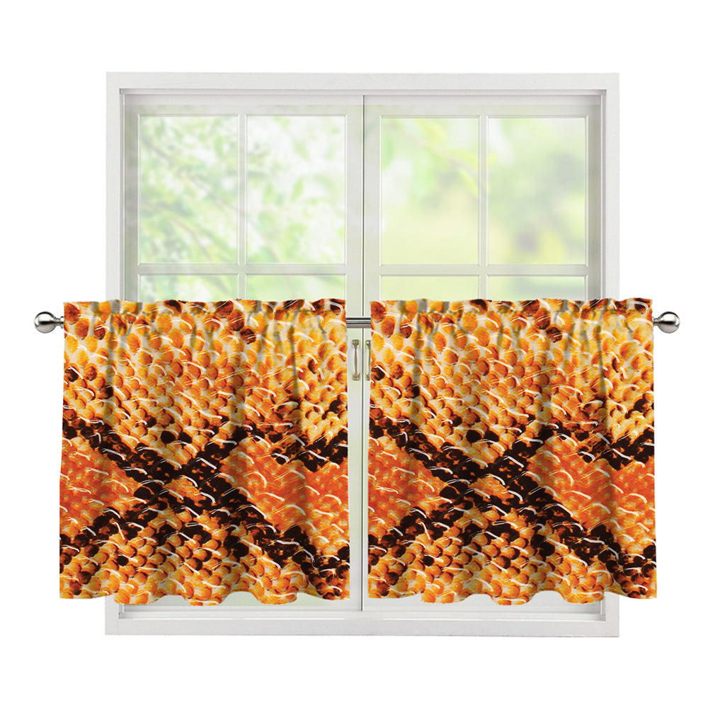 Orange Snakeskin Print Tier Curtains