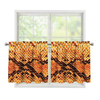 Orange Snakeskin Print Tier Curtains