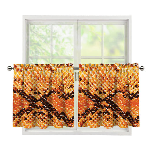 Orange Snakeskin Print Tier Curtains