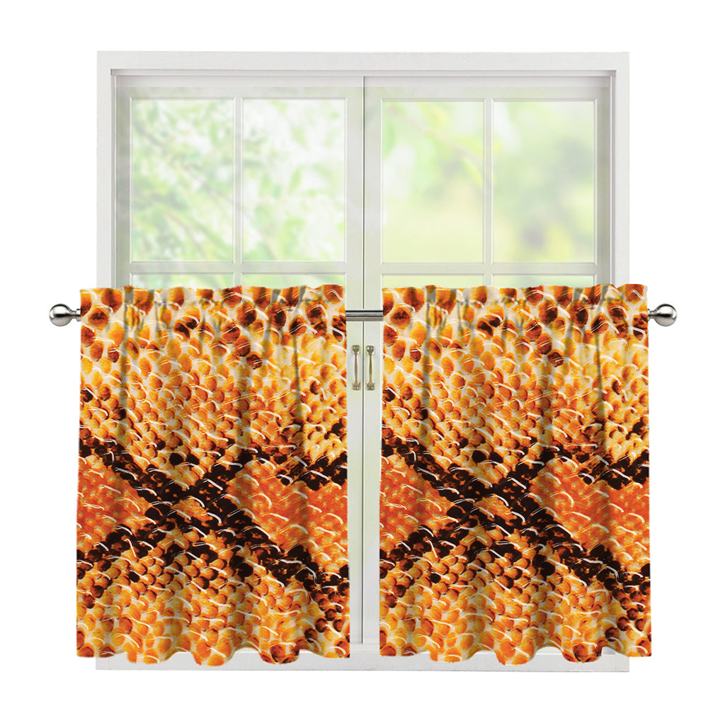Orange Snakeskin Print Tier Curtains