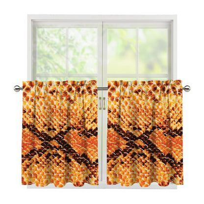Orange Snakeskin Print Tier Curtains