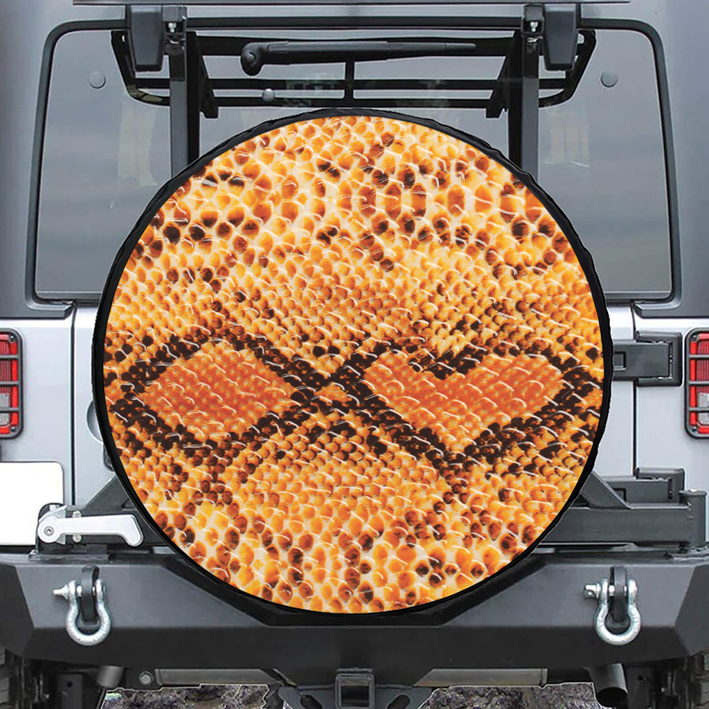 Orange Snakeskin Print Tire Cover