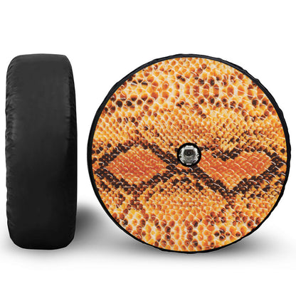 Orange Snakeskin Print Tire Cover With Camera Hole