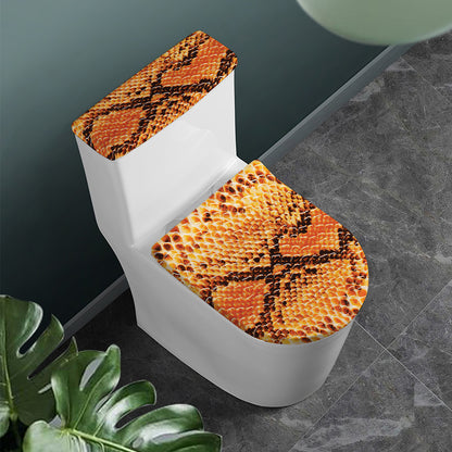 Orange Snakeskin Print Toilet Lid And Tank Cover Set