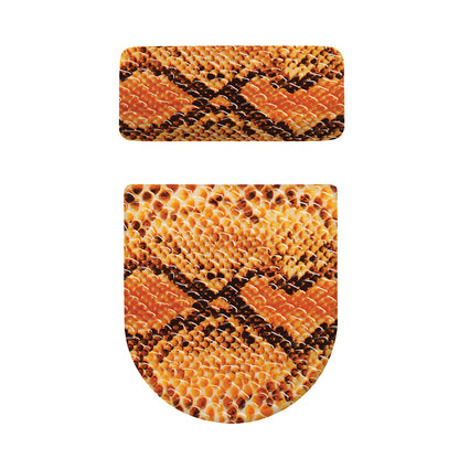 Orange Snakeskin Print Toilet Lid And Tank Cover Set