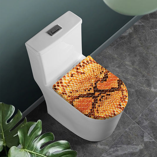 Orange Snakeskin Print Toilet Lid Cover