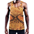 Orange Snakeskin Print Men's Workout Tank Top