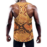 Orange Snakeskin Print Training Tank Top