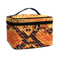 Orange Snakeskin Print Travel Makeup Bag