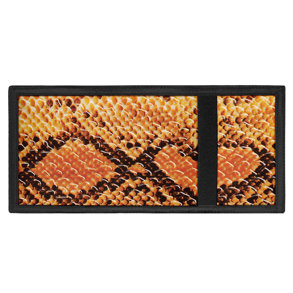 Orange Snakeskin Print Trifold Wallet