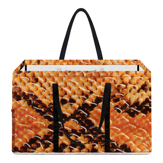 Orange Snakeskin Print Utility Tote Bag
