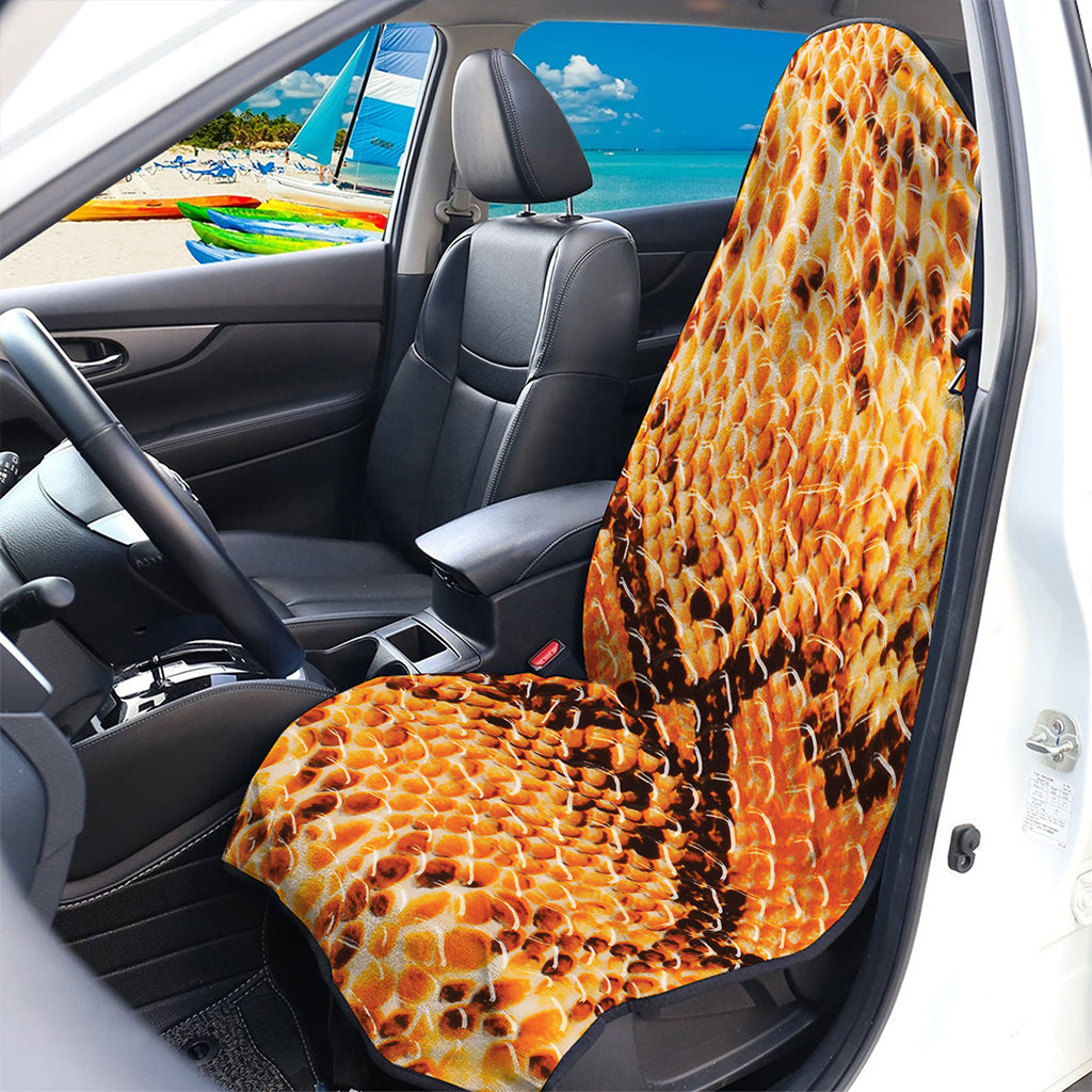 Orange Snakeskin Print Waterproof Car Seat Cover