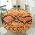 Orange Snakeskin Print Waterproof Round Tablecloth