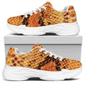 Orange Snakeskin Print White Chunky Shoes