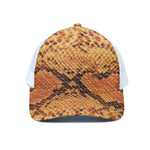 Orange Snakeskin Print White Mesh Trucker Cap