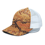 Orange Snakeskin Print White Mesh Trucker Cap
