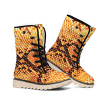Orange Snakeskin Print Winter Boots