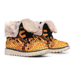 Orange Snakeskin Print Winter Boots