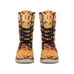 Orange Snakeskin Print Winter Boots