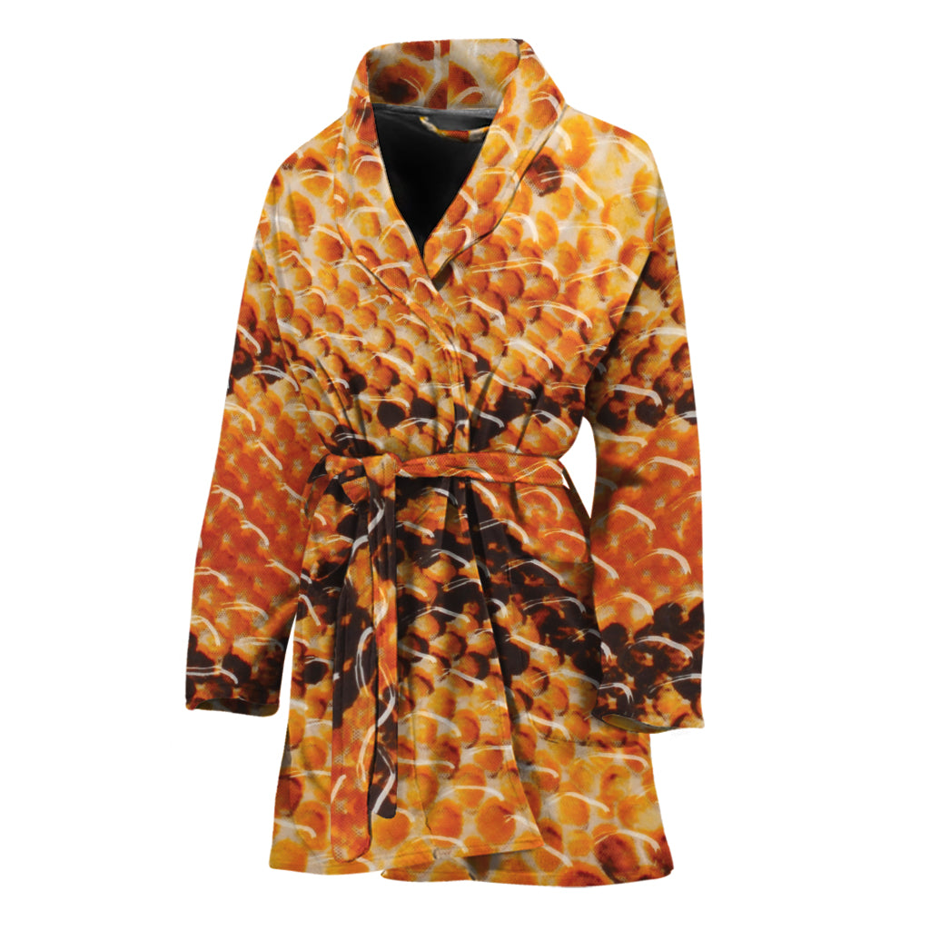 Orange Snakeskin Print Women's Bathrobe