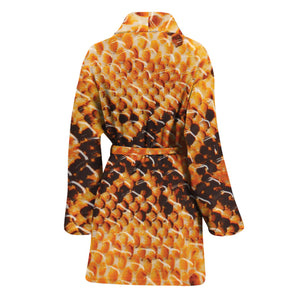 Orange Snakeskin Print Women's Bathrobe