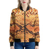 Orange Snakeskin Print Women's Bomber Jacket