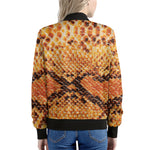 Orange Snakeskin Print Women's Bomber Jacket