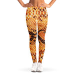 Orange Snakeskin Print Women's Leggings