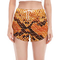 Orange Snakeskin Print Women's Split Running Shorts