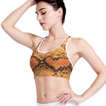 Orange Snakeskin Print Women's Sports Bra