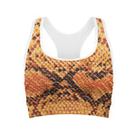 Orange Snakeskin Print Women's Sports Bra