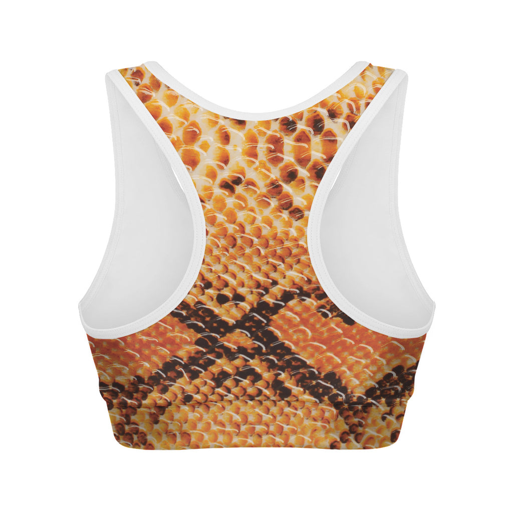 Orange Snakeskin Print Women's Sports Bra