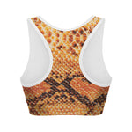 Orange Snakeskin Print Women's Sports Bra