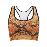Orange Snakeskin Print Women's Sports Bra