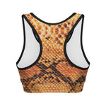 Orange Snakeskin Print Women's Sports Bra