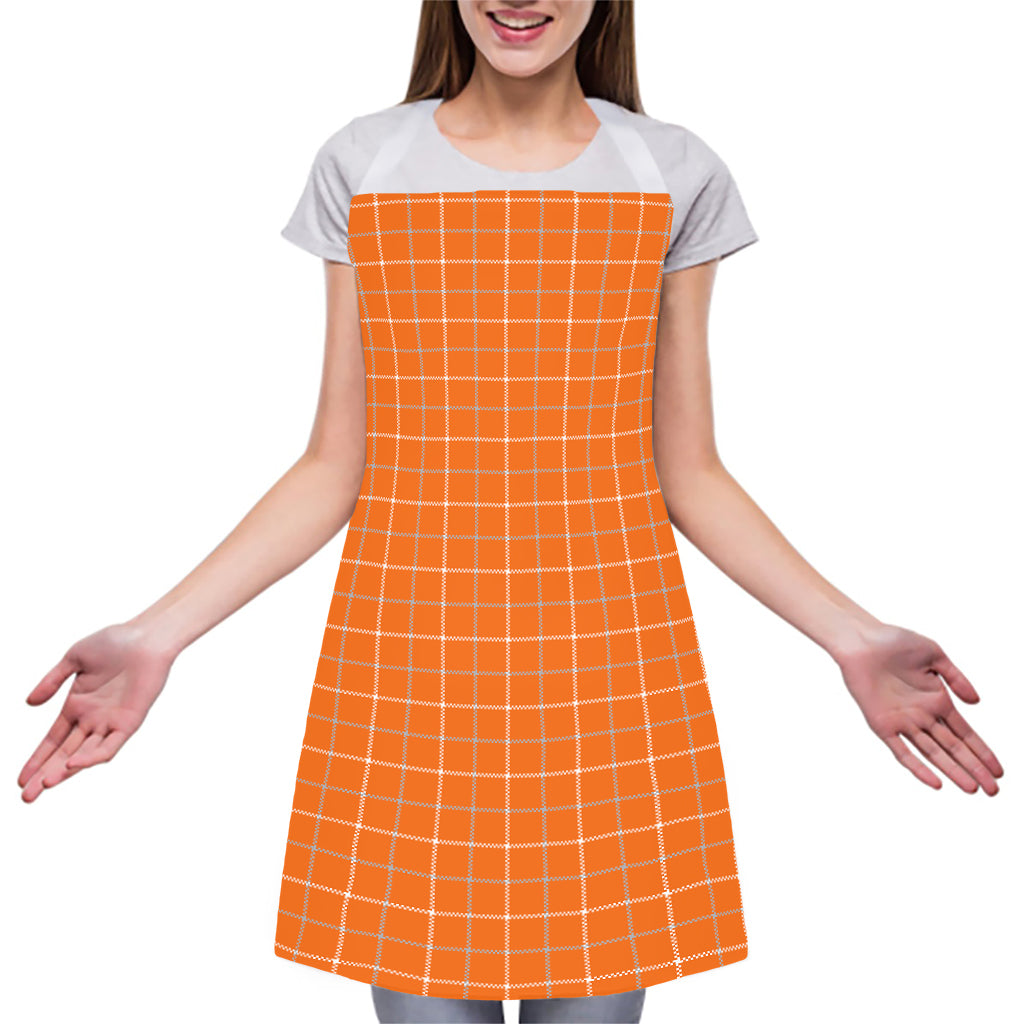 Orange Tattersall Pattern Print Adjustable Apron