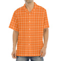 Orange Tattersall Pattern Print Aloha Shirt