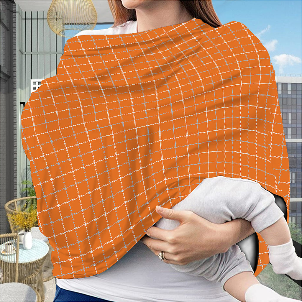 Orange Tattersall Pattern Print Baby Seat Cover