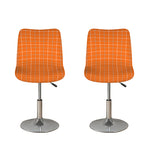 Orange Tattersall Pattern Print Bar Stool Covers