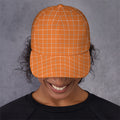 Orange Tattersall Pattern Print Baseball Cap