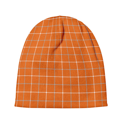 Orange Tattersall Pattern Print Beanie