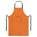 Orange Tattersall Pattern Print Bib Apron With Pocket