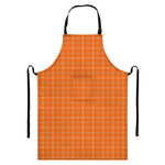 Orange Tattersall Pattern Print Bib Apron With Pocket