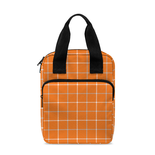 Orange Tattersall Pattern Print Bible Tote Bag