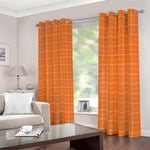 Orange Tattersall Pattern Print Blackout Grommet Curtains