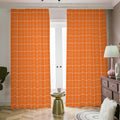 Orange Tattersall Pattern Print Dimout Pencil Pleat Curtains